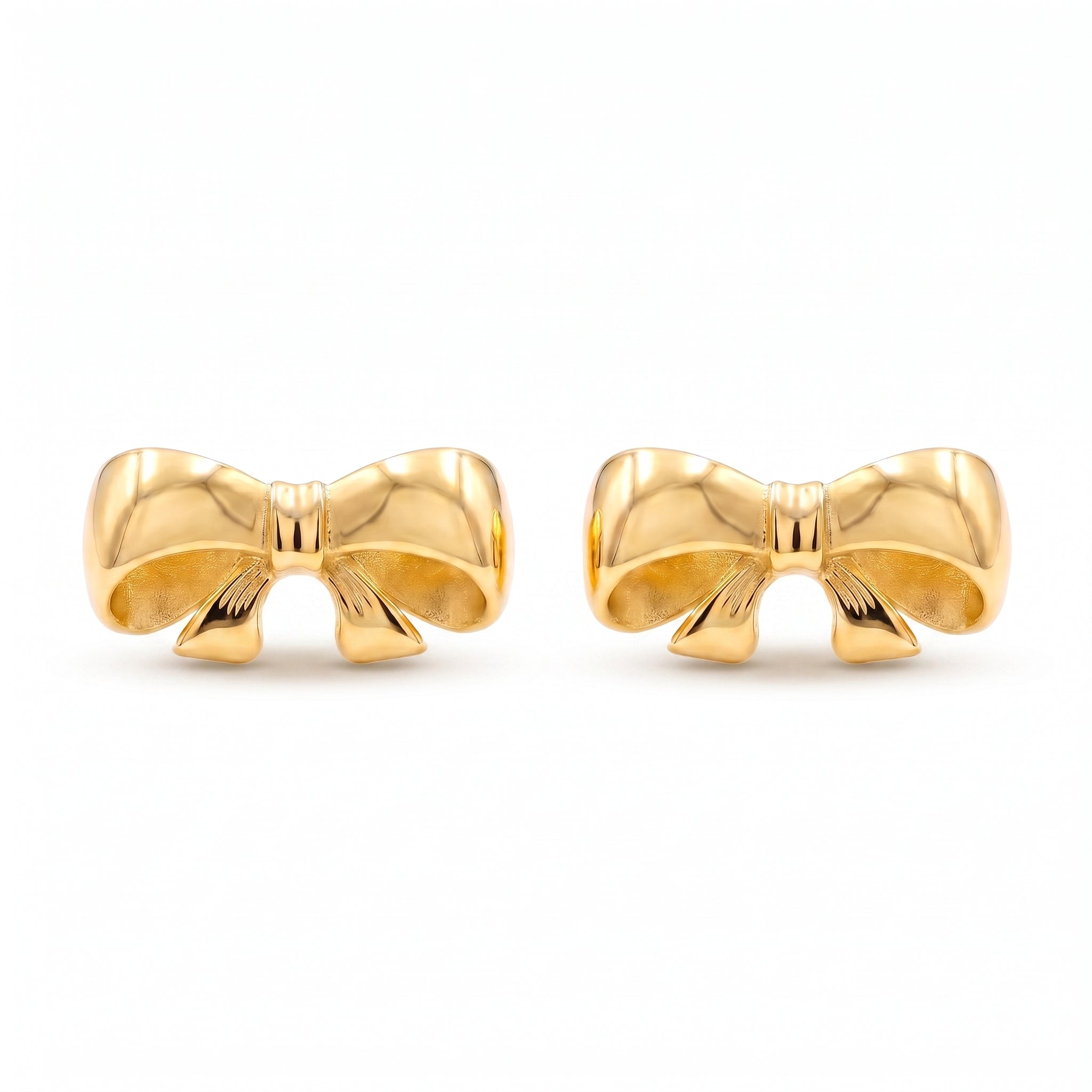 18K Yellow Gold Bow Stud Earring