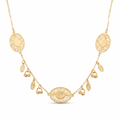 18K Yellow Gold Beaded Chain Necklace