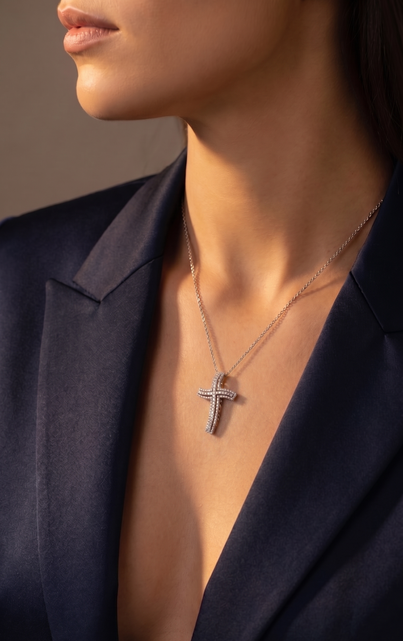 Diamond White Gold Cross Necklace