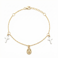 18K Two Tone Gold Cross & St. Mary Motif Baby Bracelet