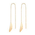 18K Yellow Gold Feather Dangle Earrings