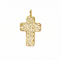 18k Gold Two Tone Filigree Openwork Cross Pendant