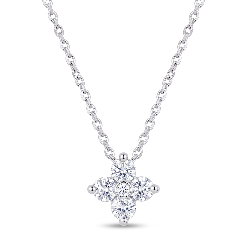 Diamond White Gold Clover Chain Necklace