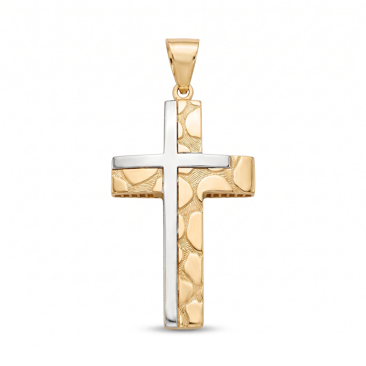 18K Two Tone Gold Cross Pendant