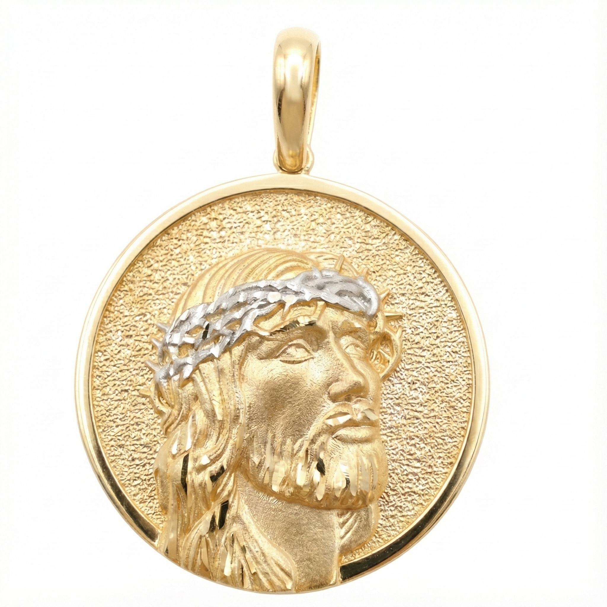 18K Two Tone Gold Pendant Jesus Icon