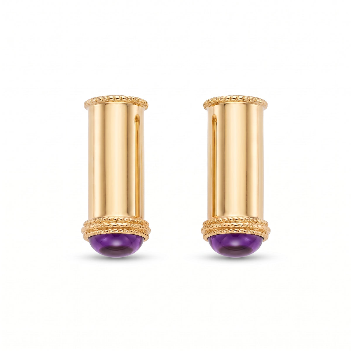 18K Yellow Gold Amethyst Stud Earring