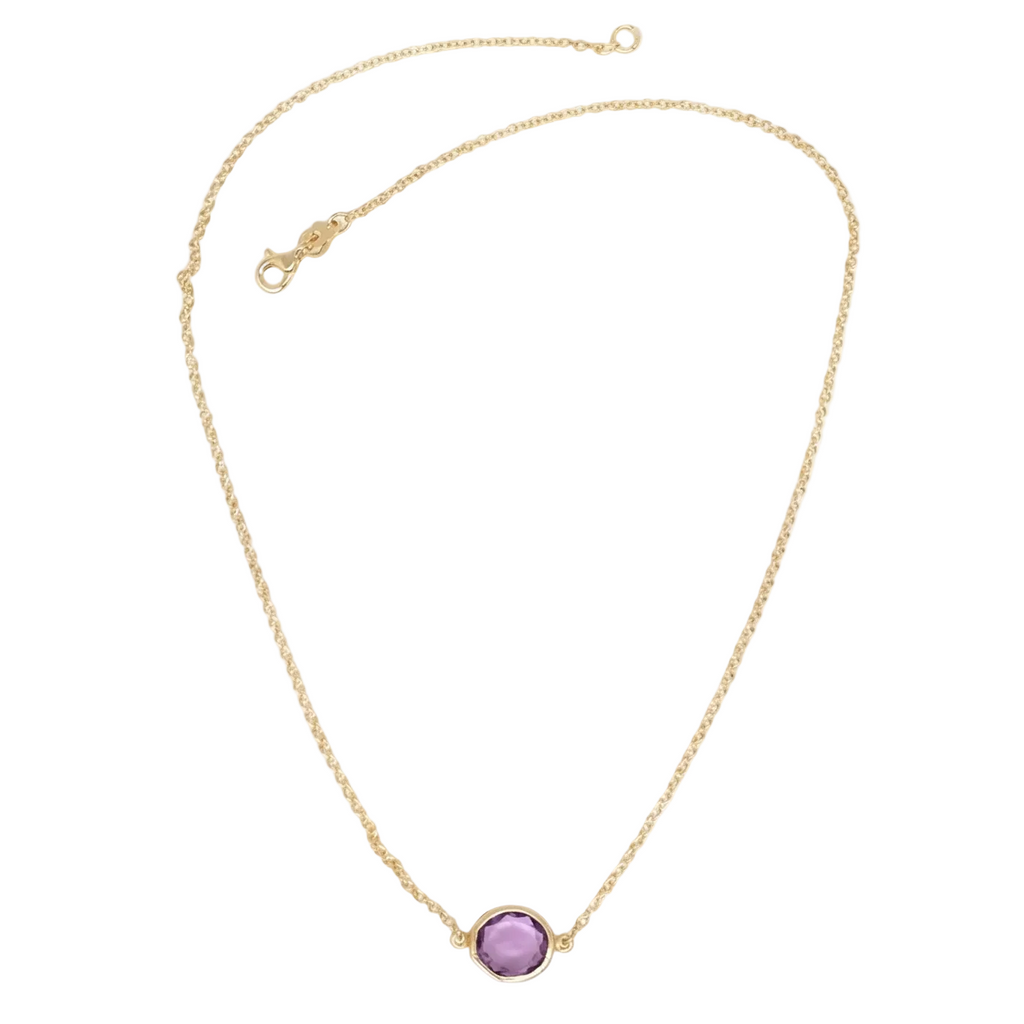 18K Yellow Gold Purple Amethyst Chain Necklace
