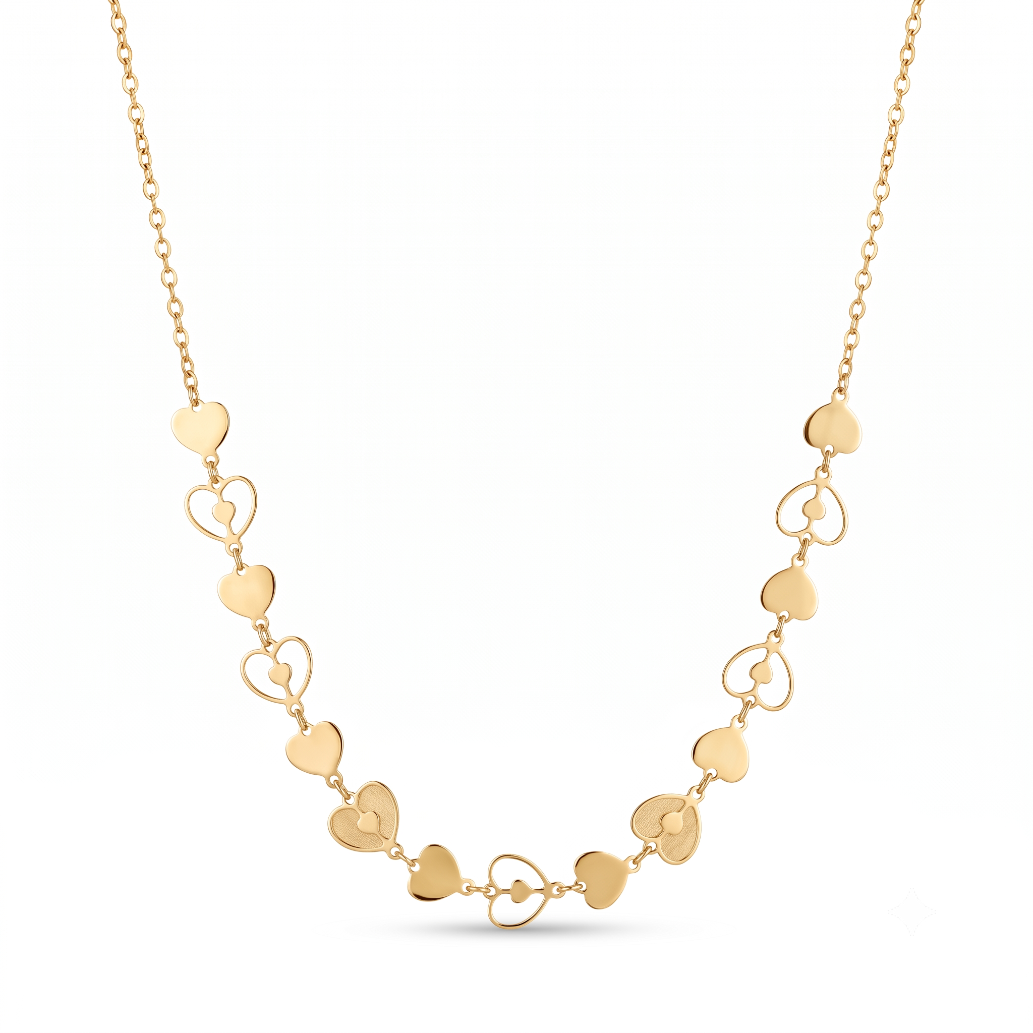 18K Yellow Gold Heart Chain Necklace