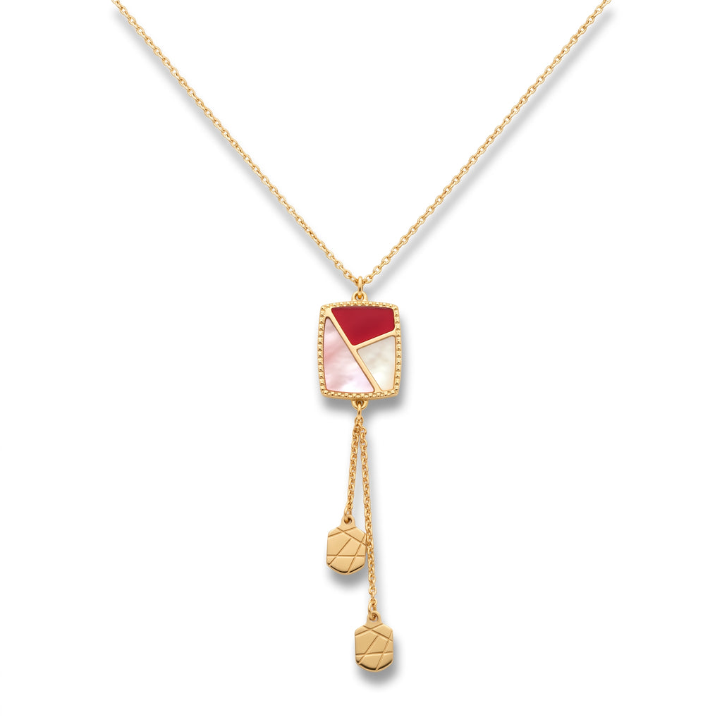 18K Yellow Gold Mother of Pearl Chain Necklace