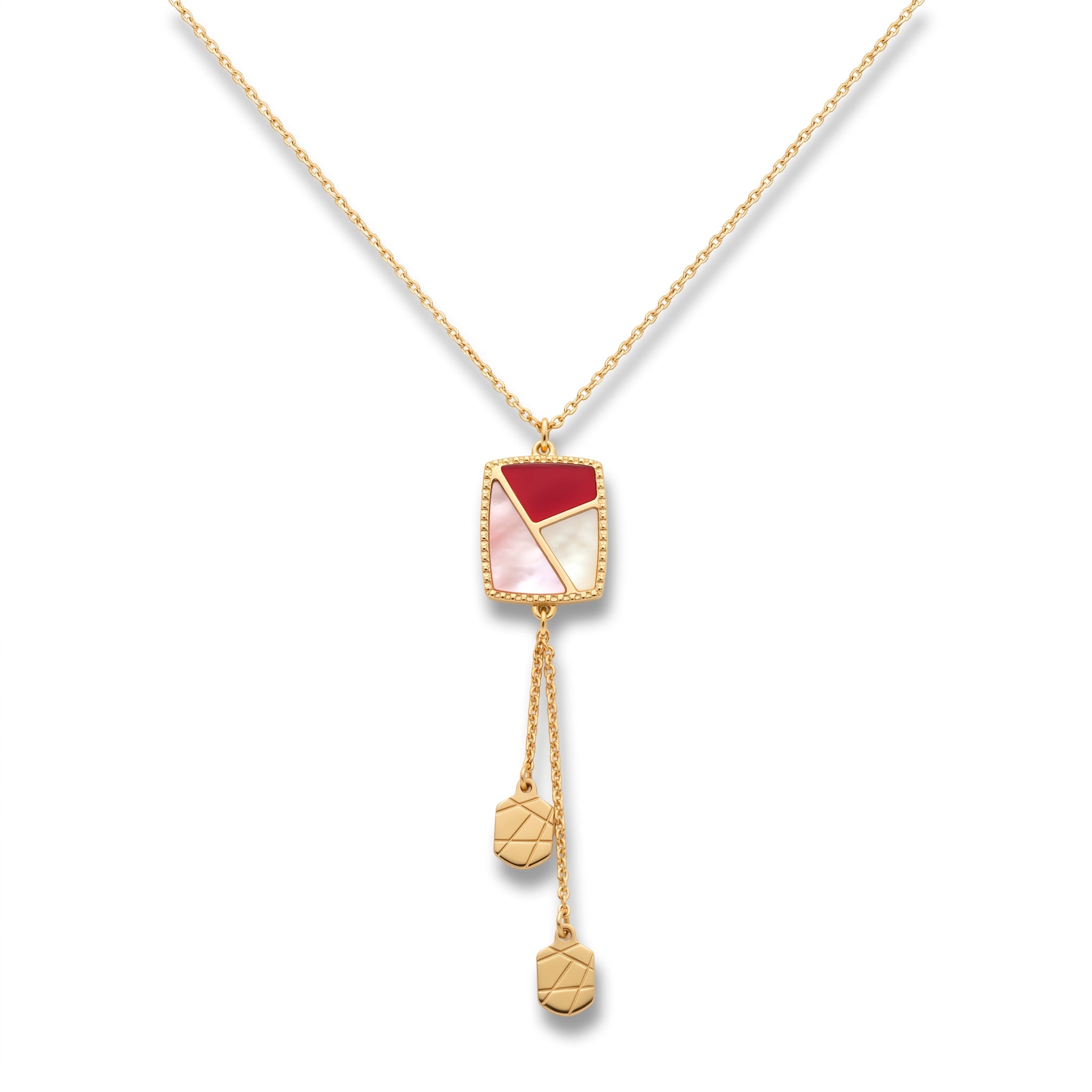 18K Yellow Gold Mother of Pearl Chain Necklace