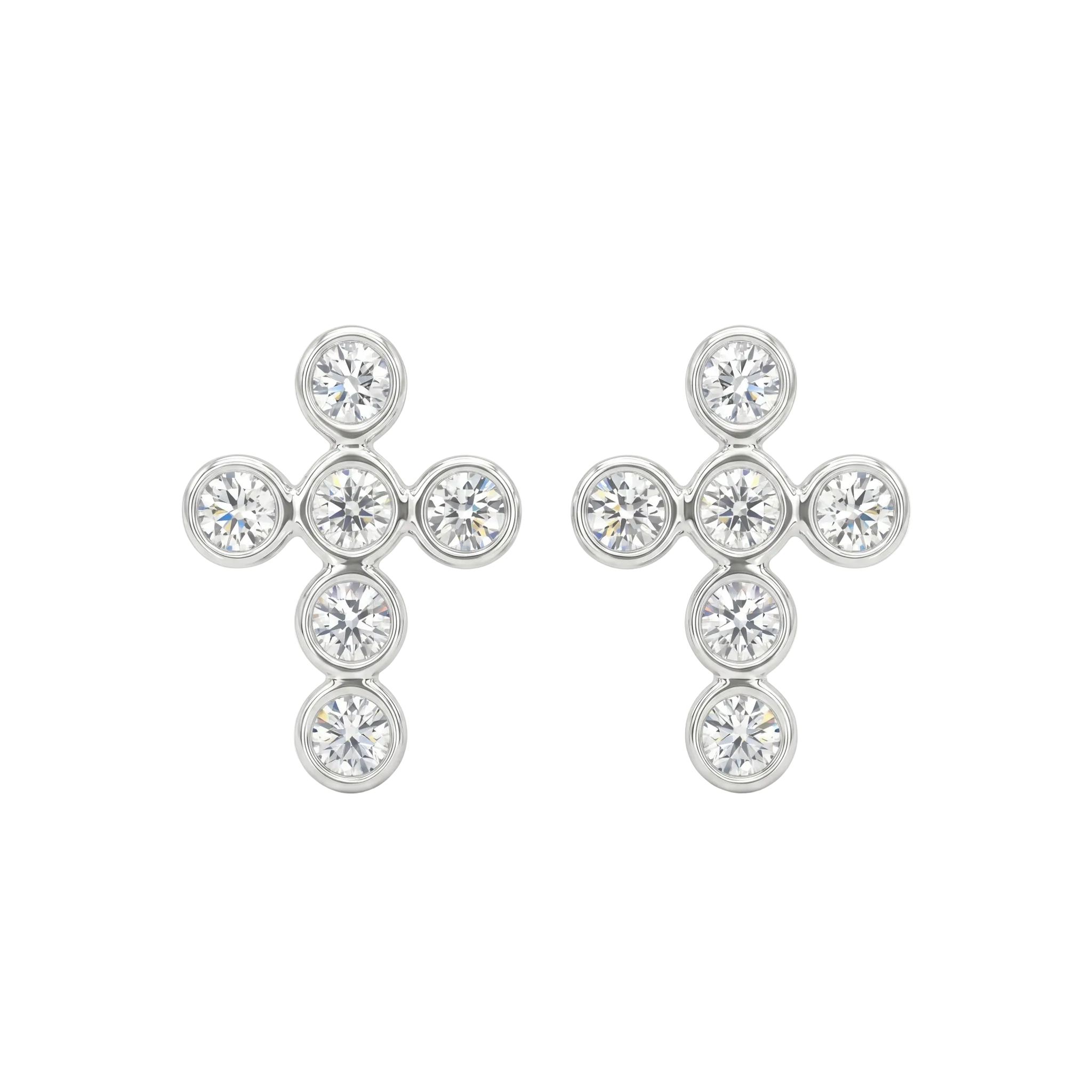 Diamond White Gold Cross Stud Earrings