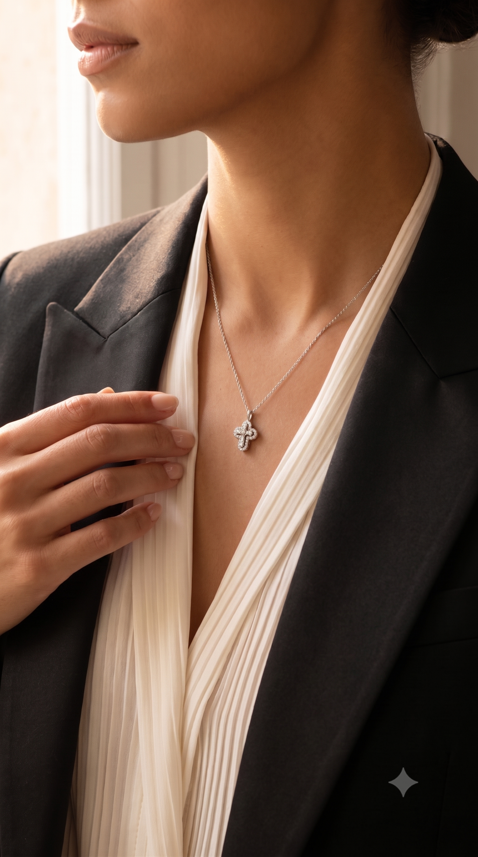 Diamond White Gold Cross Necklace