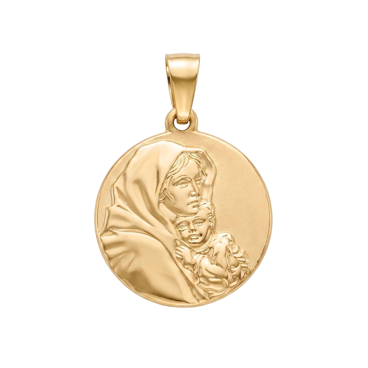 18K Yellow Gold Pendant Mary & Jesus Icon
