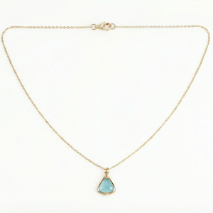 18K Yellow Gold Blue Chalcedony Chain Necklace
