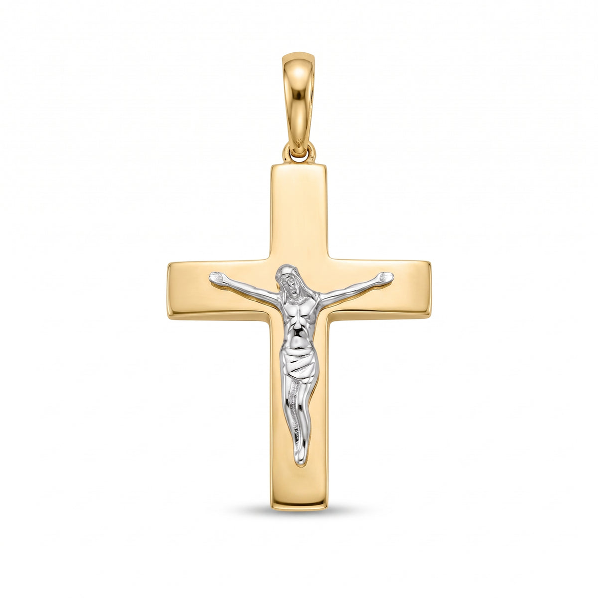 18K Two Tone Gold Crucifix Pendant