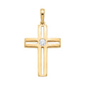18K Yellow Gold Cubic Zirconia Cross Pendant