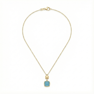 18K Yellow Gold Blue Chalcedony Chain Necklace