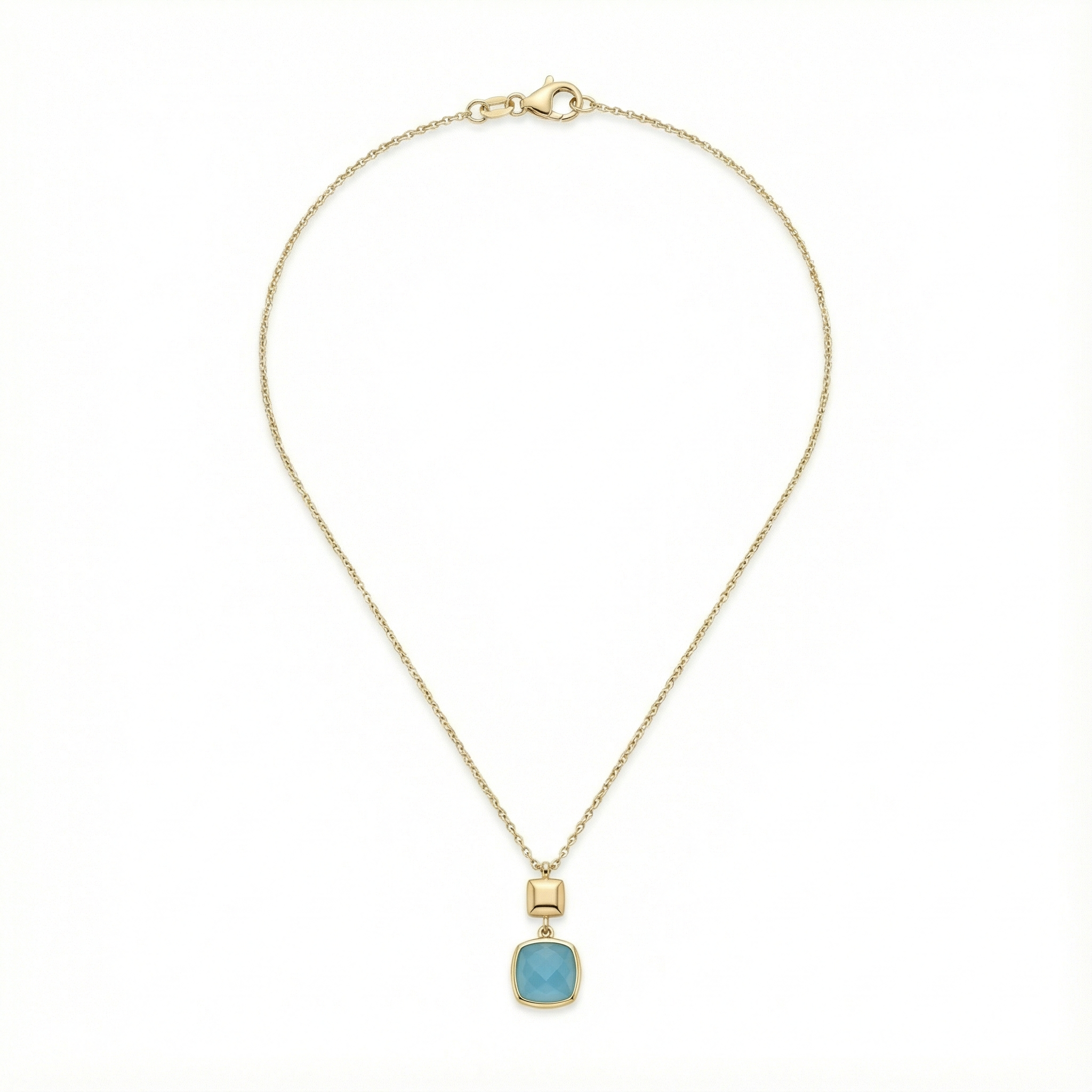 18K Yellow Gold Blue Chalcedony Chain Necklace