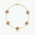 18K Yellow Gold Reversible Mother of Pearl Flower Motif Bracelet