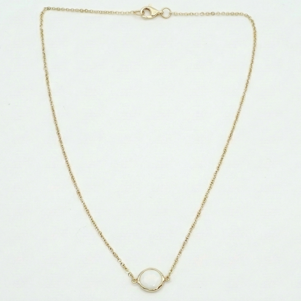 18K Yellow Gold White Onyx Chain Necklace