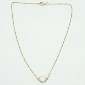 18K Yellow Gold White Opal Chain Necklace