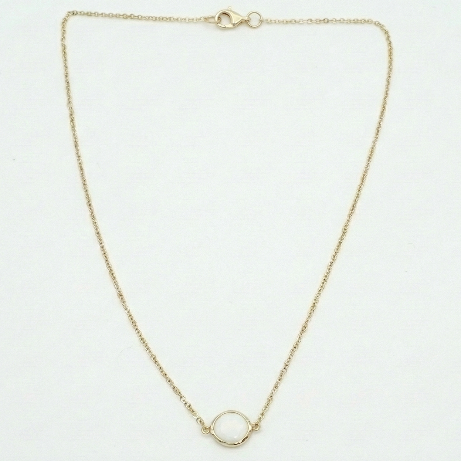 18K Yellow Gold White Onyx Chain Necklace