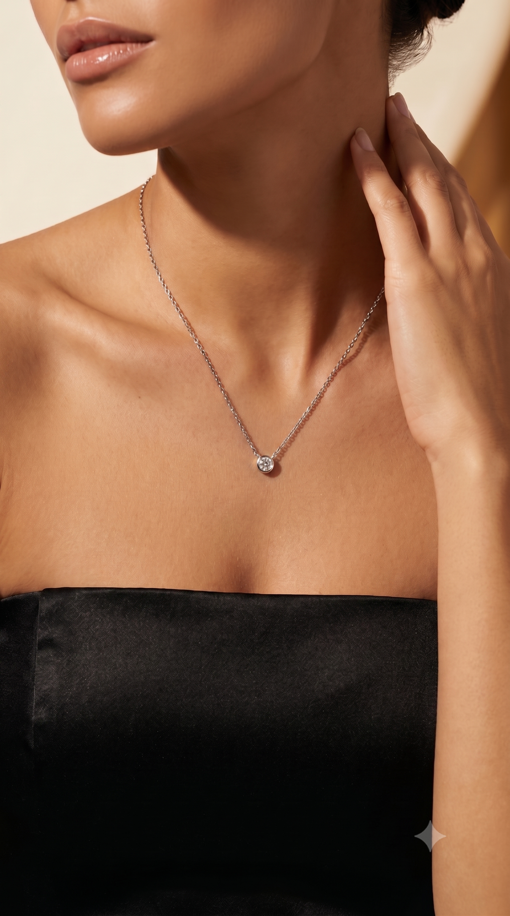 Diamond White Gold Solitare Bezel Necklace