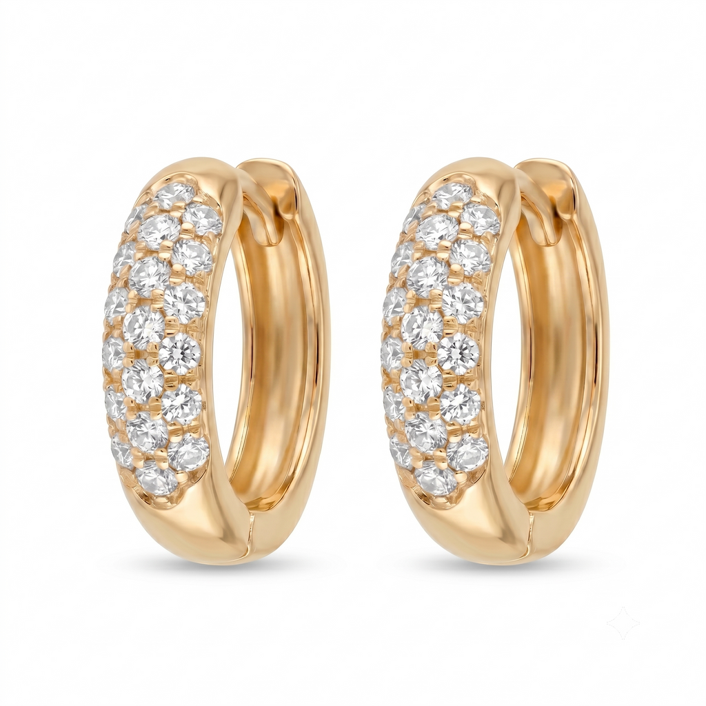 Diamond Yellow Gold Hoop Earrings
