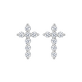 Diamond White Gold Cross Stud Earrings