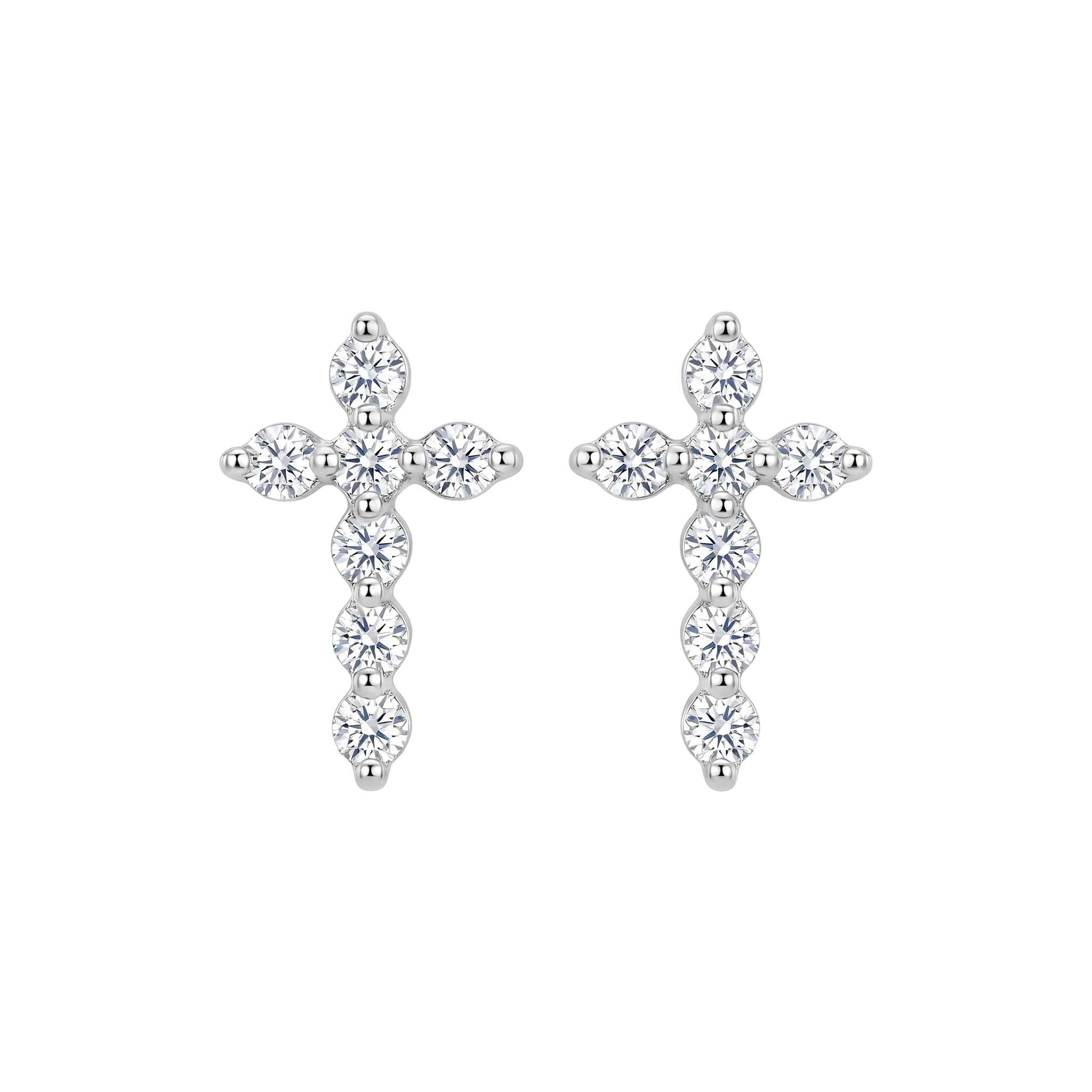 Diamond White Gold Cross Stud Earrings
