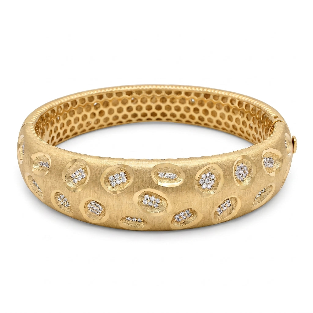 18K Yellow Gold Cubic Zirconia Bangle Bracelet