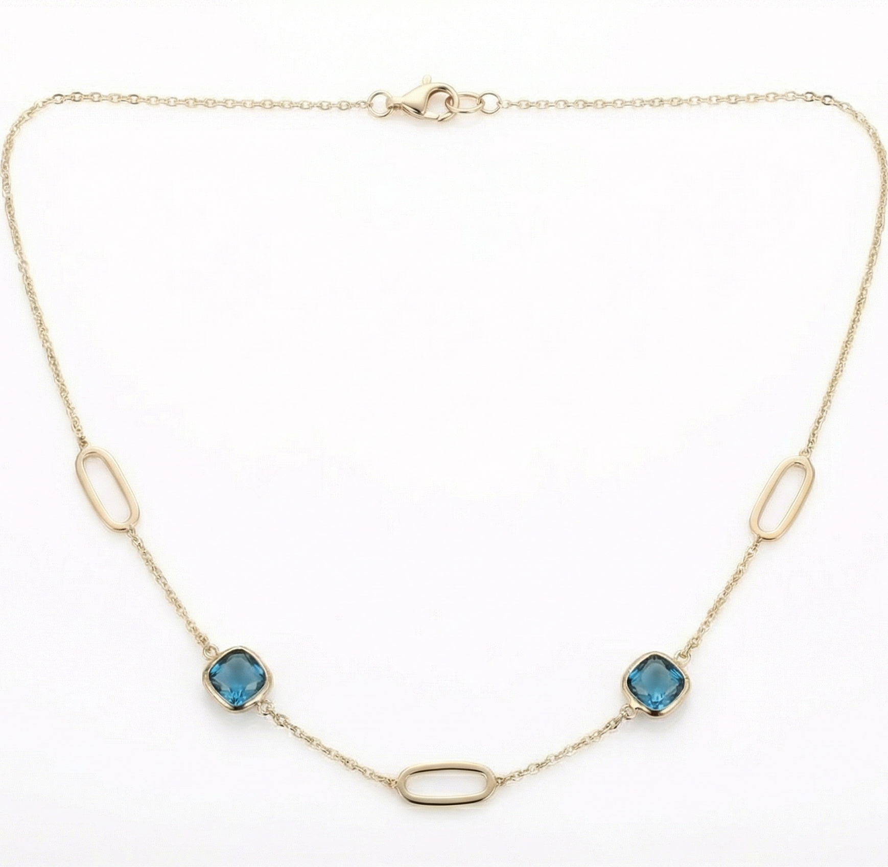 18K Yellow Gold London Blue Topaz Chain Necklace