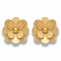 18K Yellow Gold Flower Stud Earrings