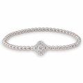 18K White Gold Diamond Clover Bead Bracelet
