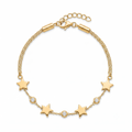 18K Yellow Gold Cubic Zirconia Star Double Chain Bracelet