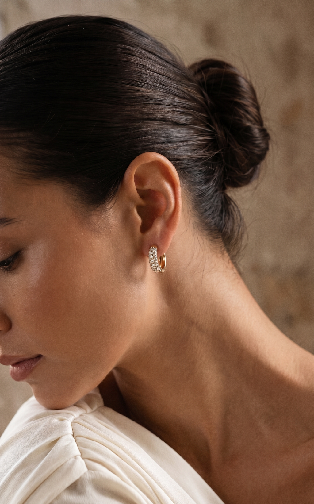 Diamond Yellow Gold Hoop Earrings