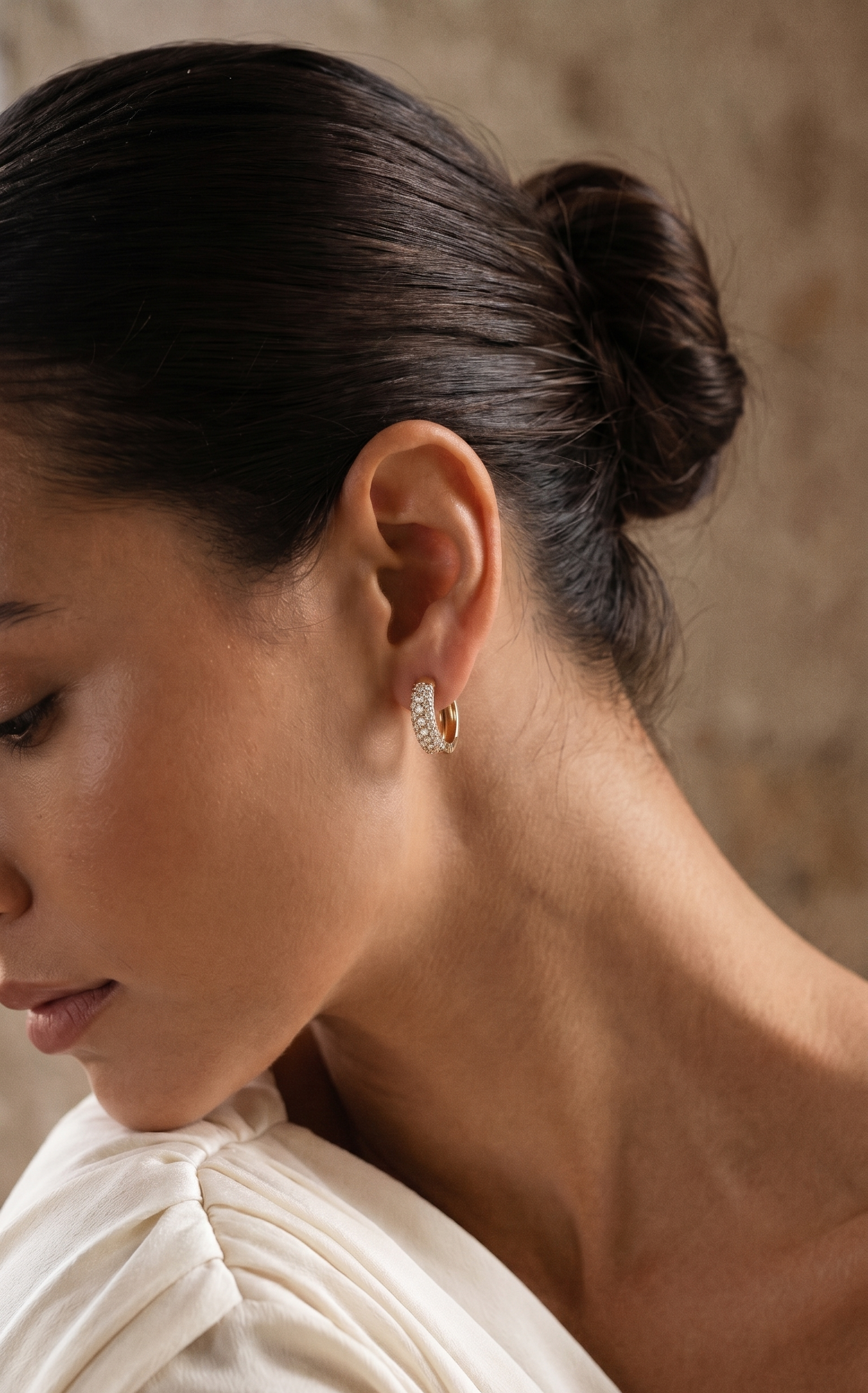 Diamond Yellow Gold Hoop Earrings