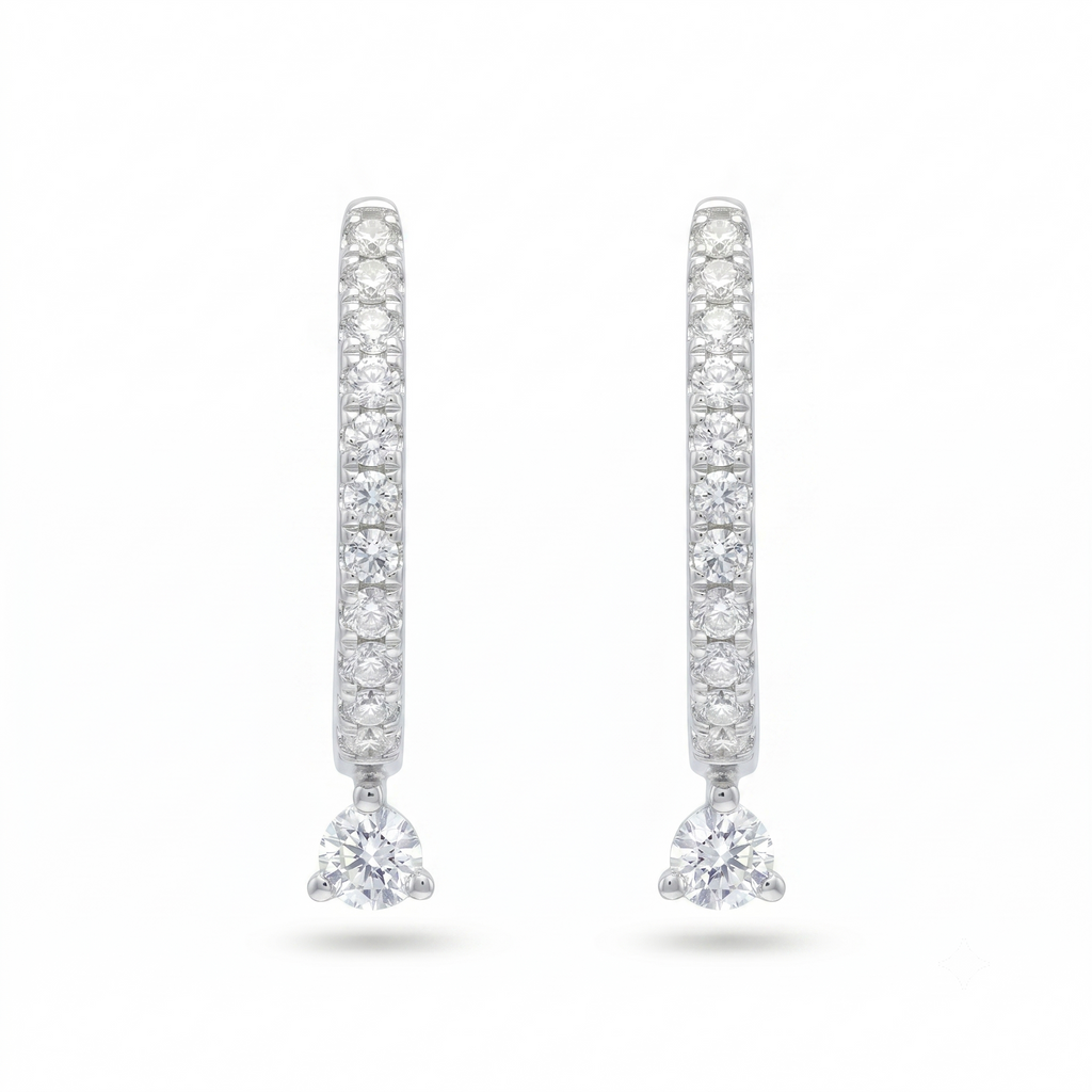 Diamond White Gold Hoop Earrings