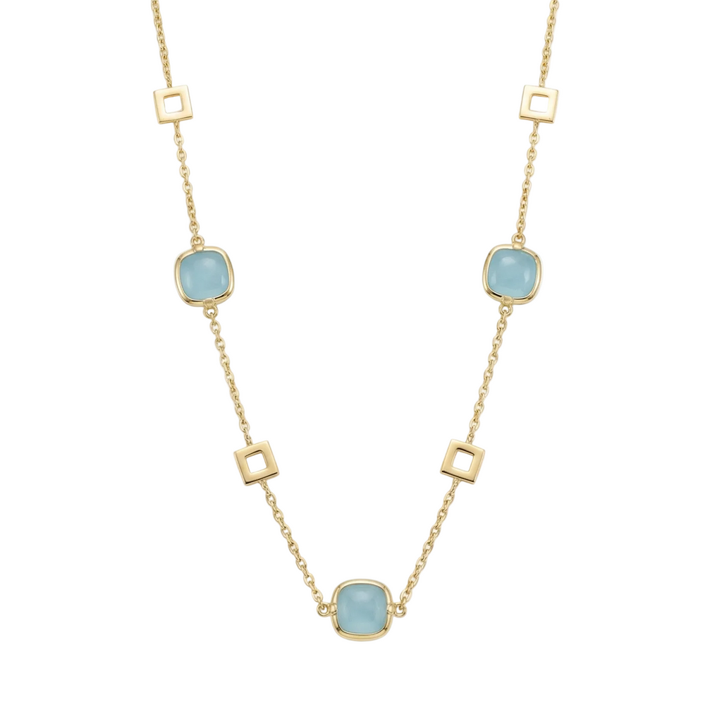 18K Yellow Gold Aquamarine Chain Necklace