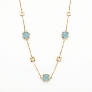 18K Yellow Gold Aquamarine Chain Necklace
