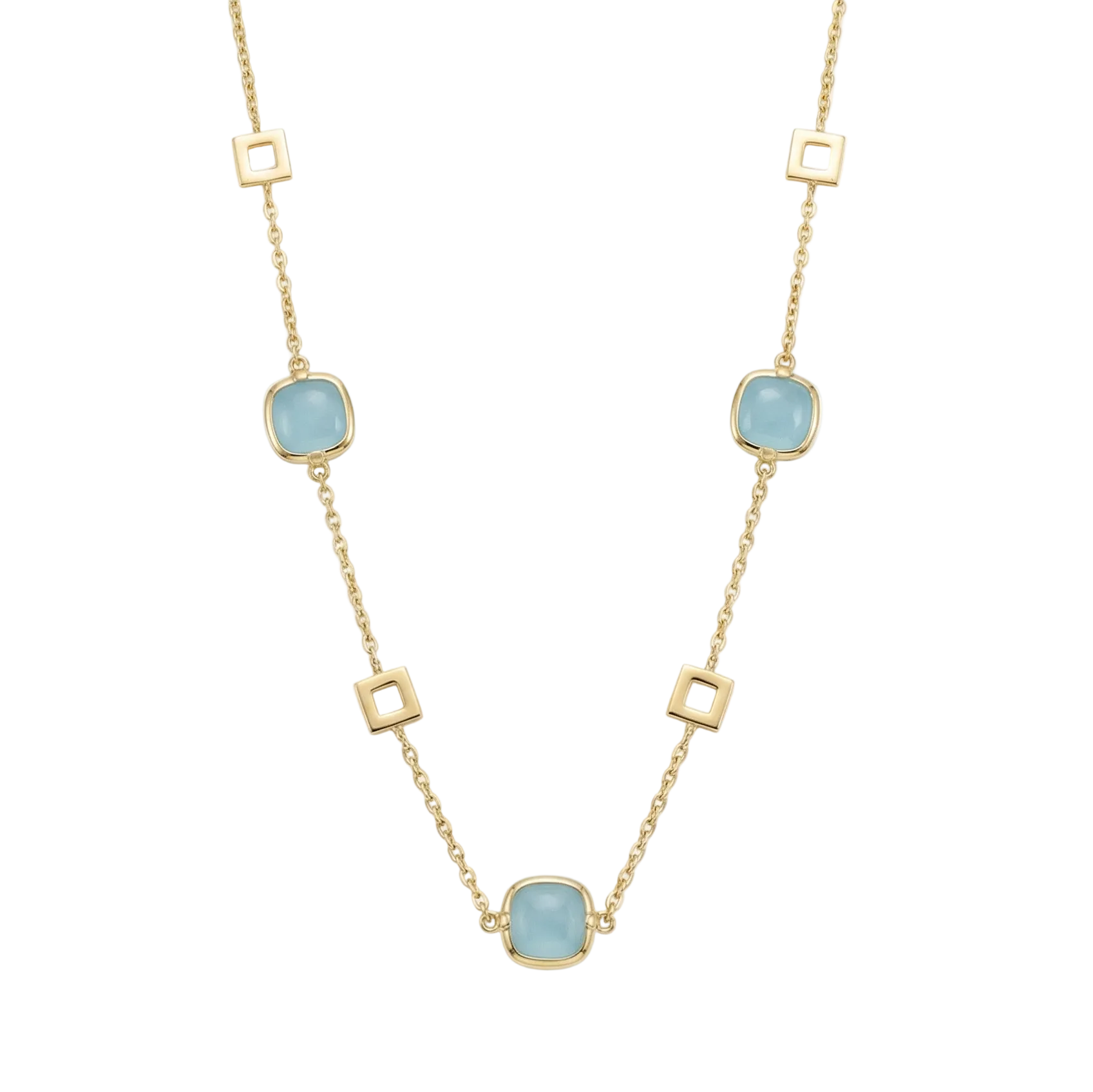 18K Yellow Gold Aquamarine Chain Necklace