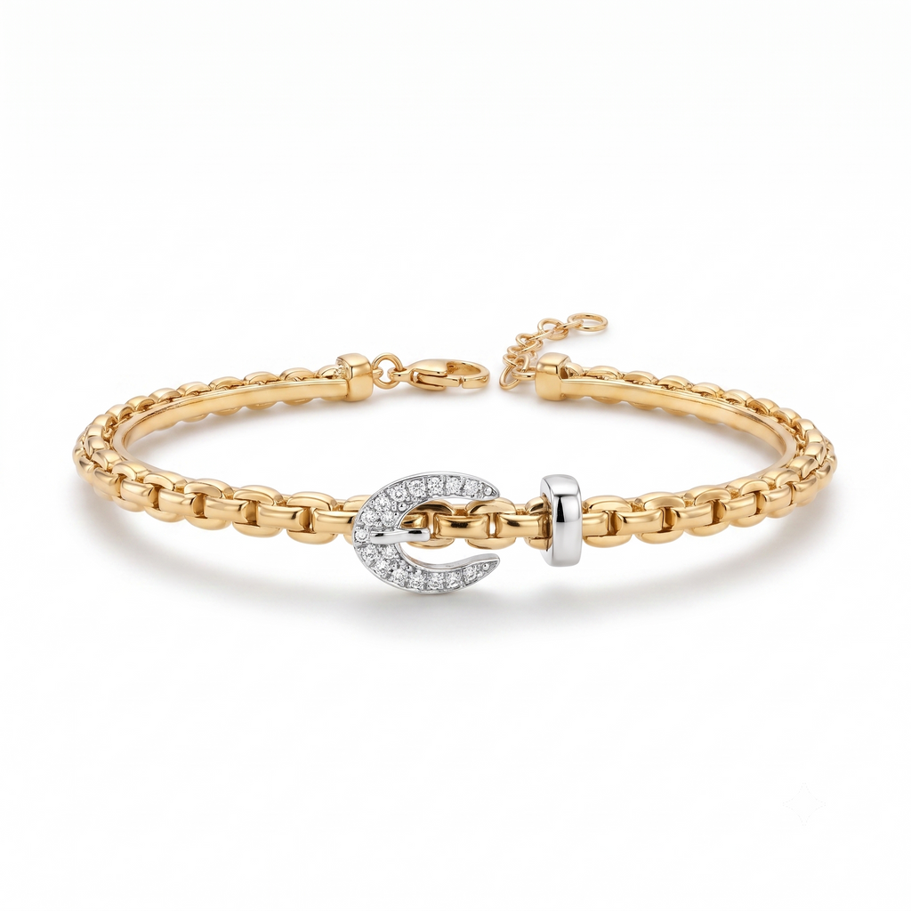 Diamond Two Tone Gold Bangle Bracelet