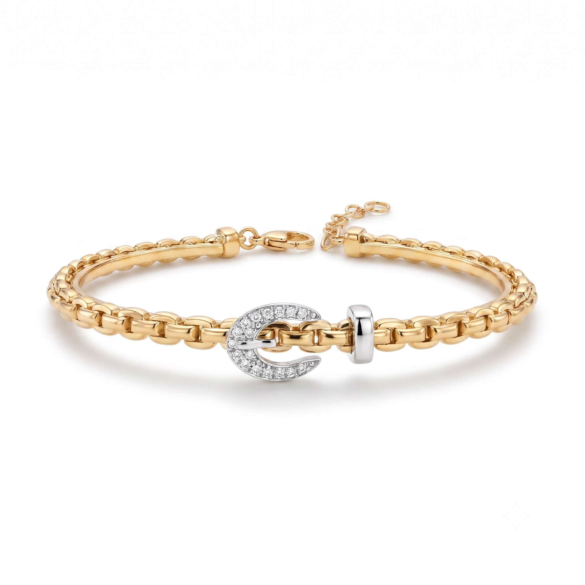 Diamond Two Tone Gold Bangle Bracelet