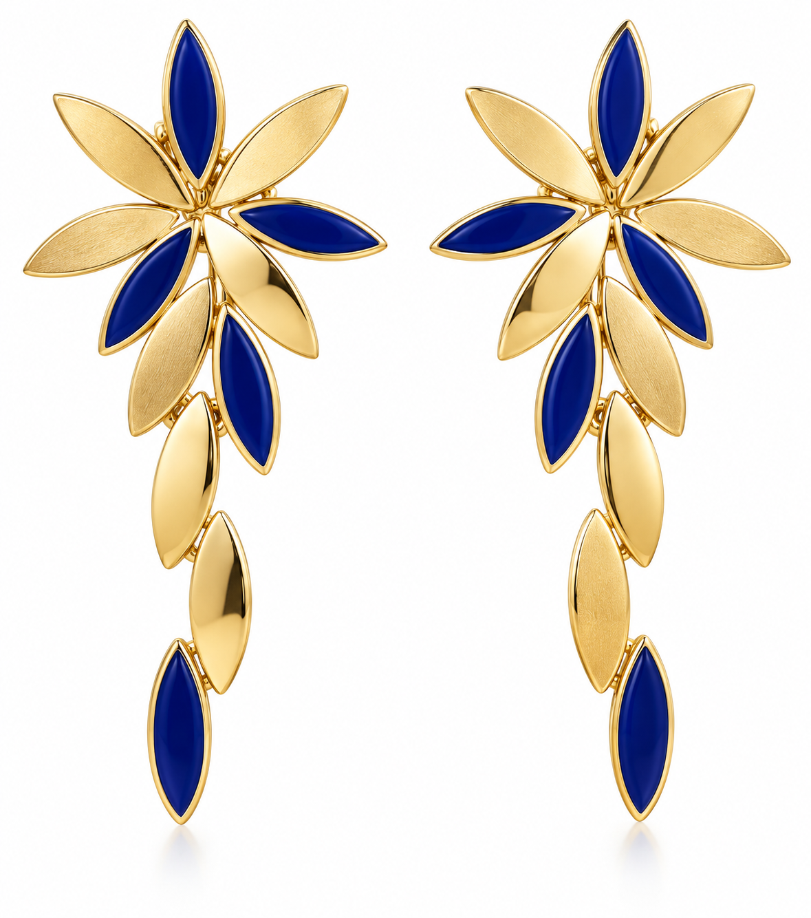 18K Yellow Gold Enamel Earring