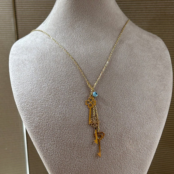 18K  Solid Yellow Gold Dangle Necklace