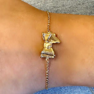 18K Gold Bow Charm Chain Bracelet