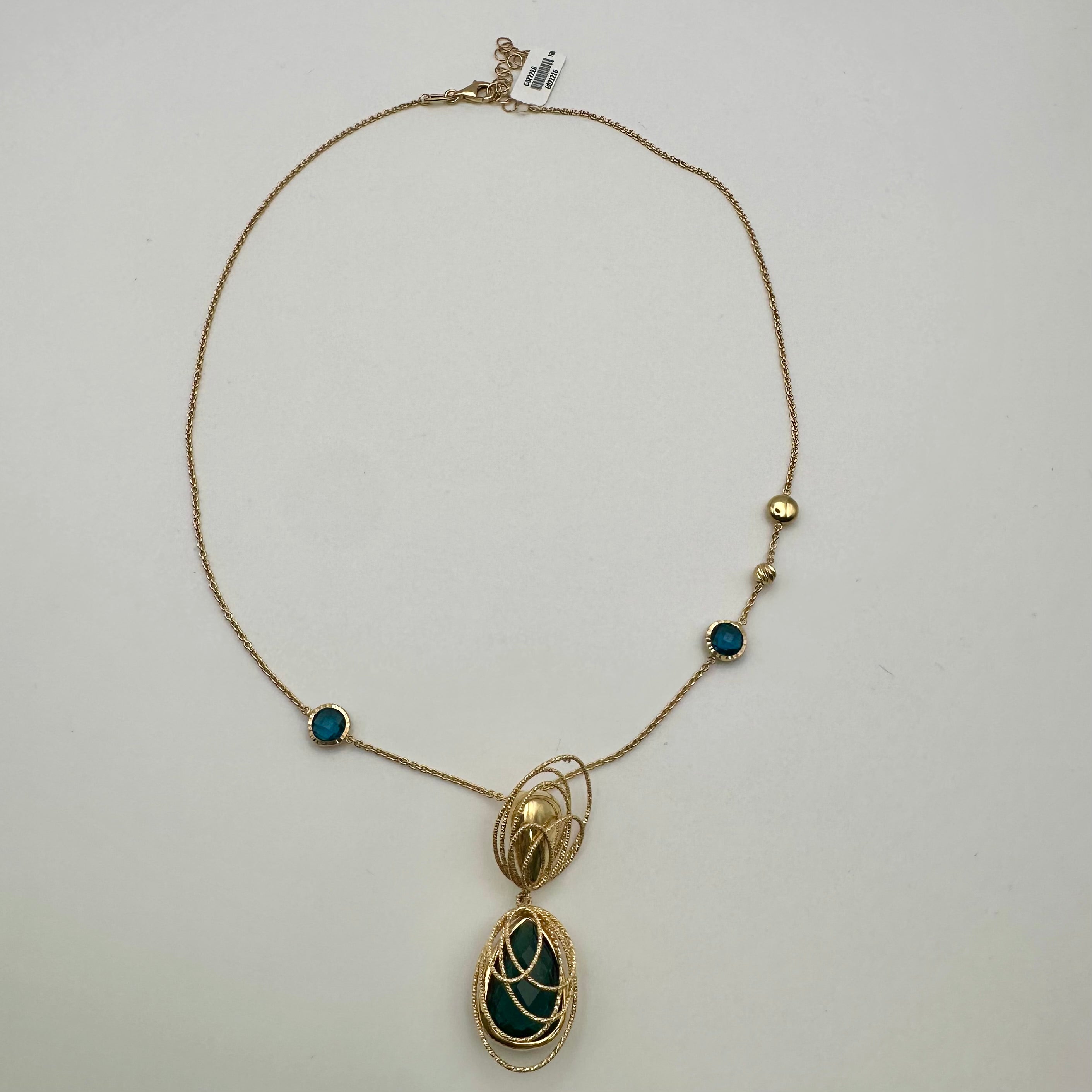 18K Yellow Gold London Blue Topaz Chain Necklace