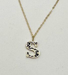 18k Yellow Gold Initial S Necklace MOP