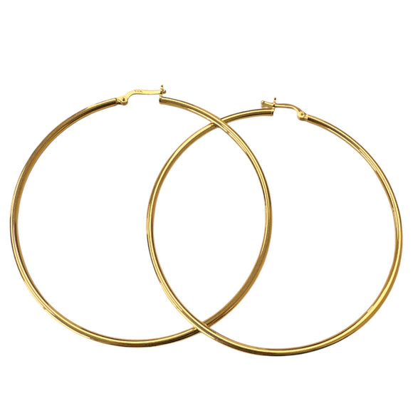 18k Gold Hoop Earrings 70mm