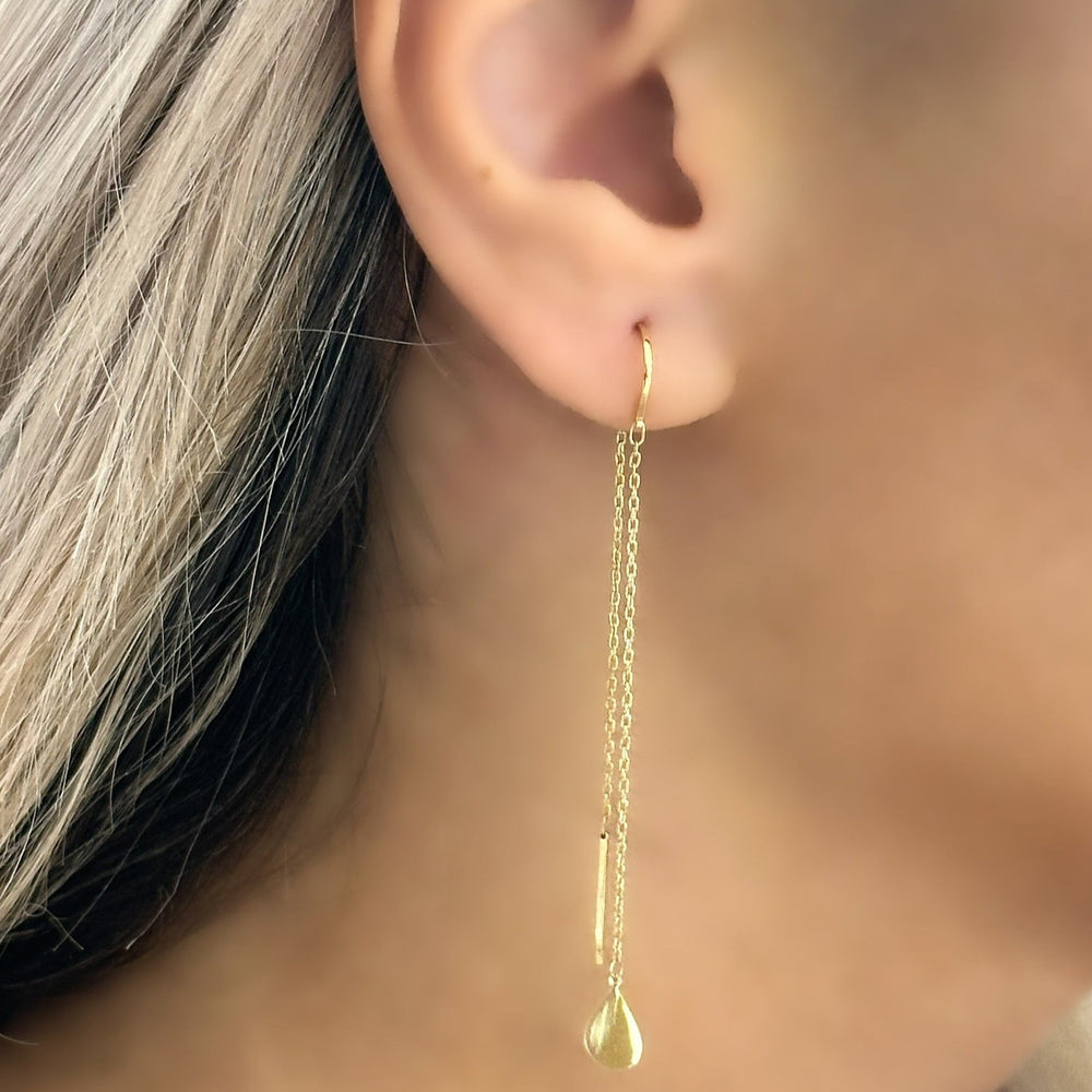 18k Gold Dangled Hanging Chain Earrings